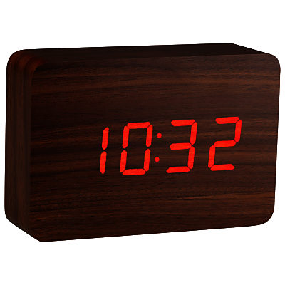 Click Clock The Brick LED Alarm Clock, Walnut Red